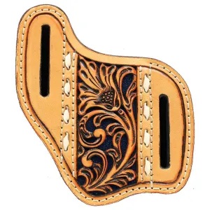 M&F Western 1805227 Leather Blue Underlay Pierced Laced Knife Sheath - Floral Natural