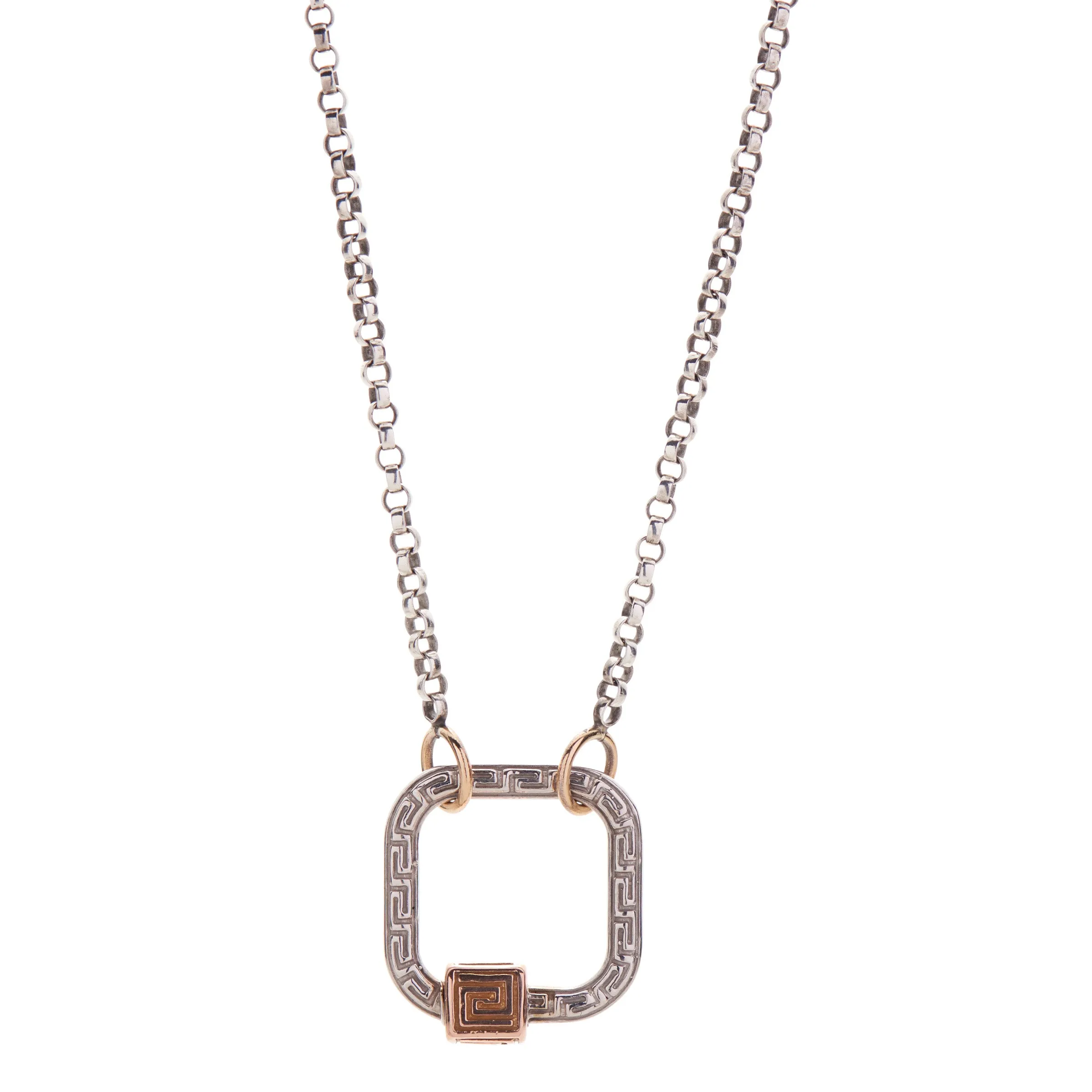 Marla Aaron 14k White Gold Meander Lock with Yellow Gold Closure