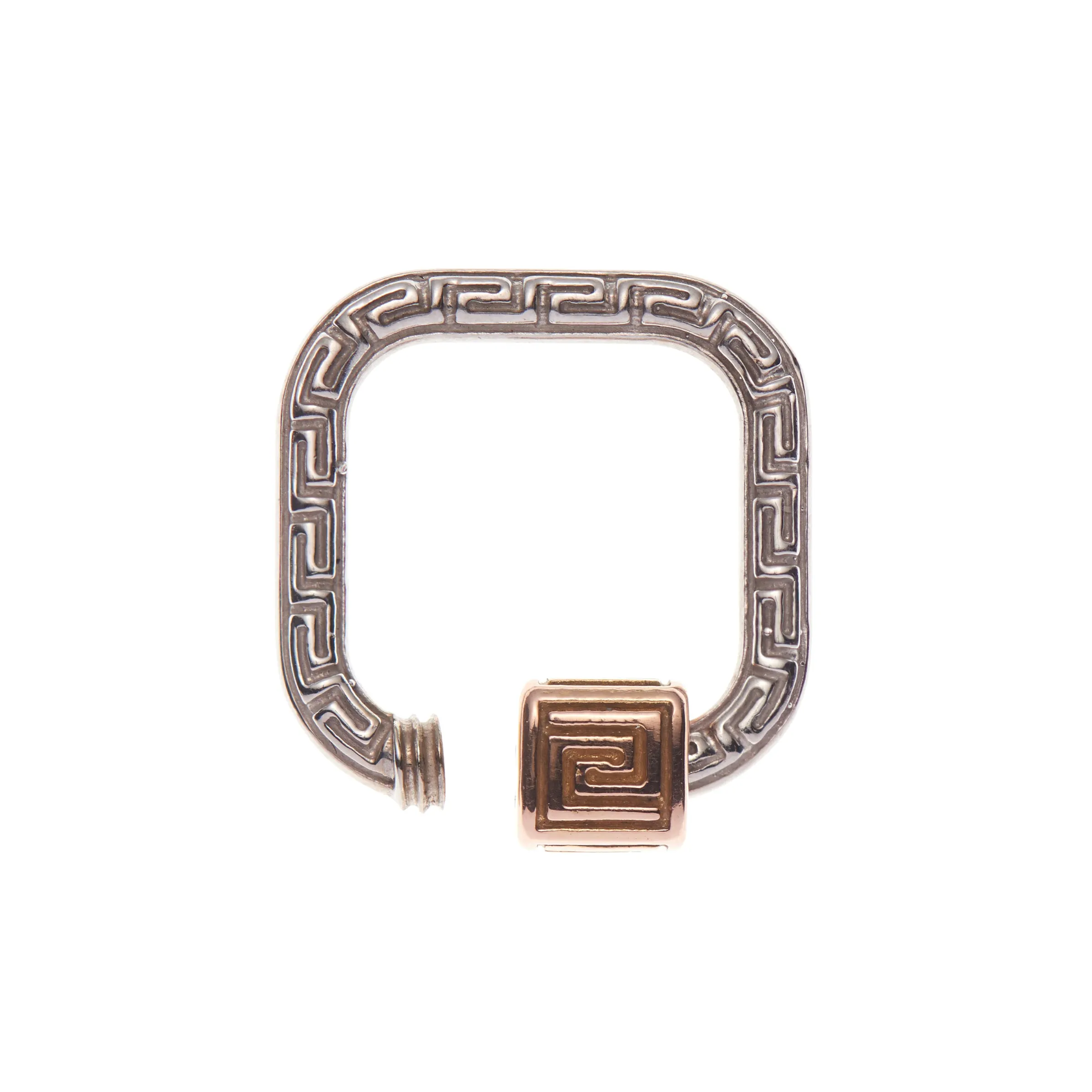 Marla Aaron 14k White Gold Meander Lock with Yellow Gold Closure
