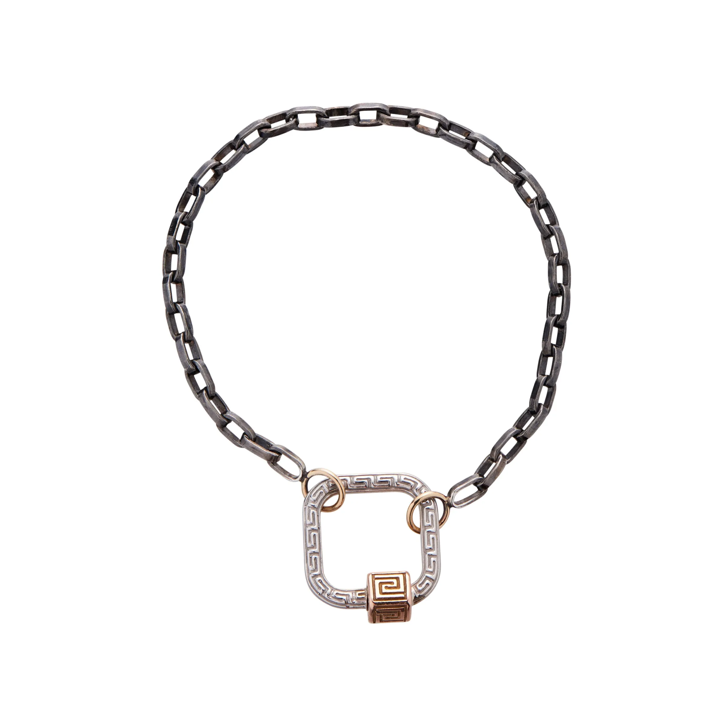 Marla Aaron 14k White Gold Meander Lock with Yellow Gold Closure