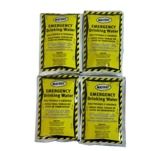 Mayday Emergency Hydration Pouches: 5-Year Shelf Life Water 4 Pack (500 ml/16.9 oz)