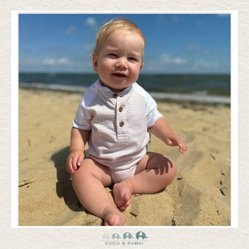 Me & Henry Beige/White Stripes League Raglan Diaper Shirt