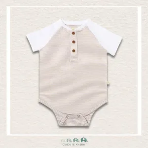 Me & Henry Beige/White Stripes League Raglan Diaper Shirt
