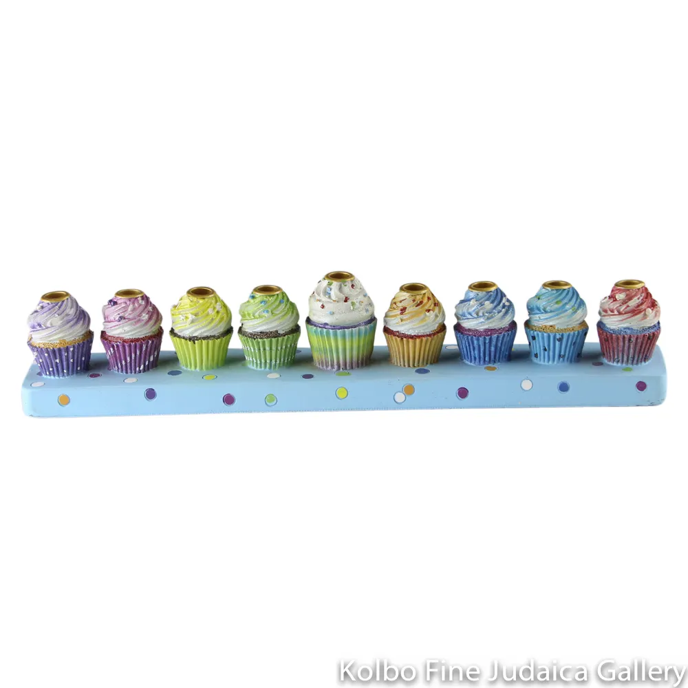 Menorah, Cupcake Design, Painted Resin