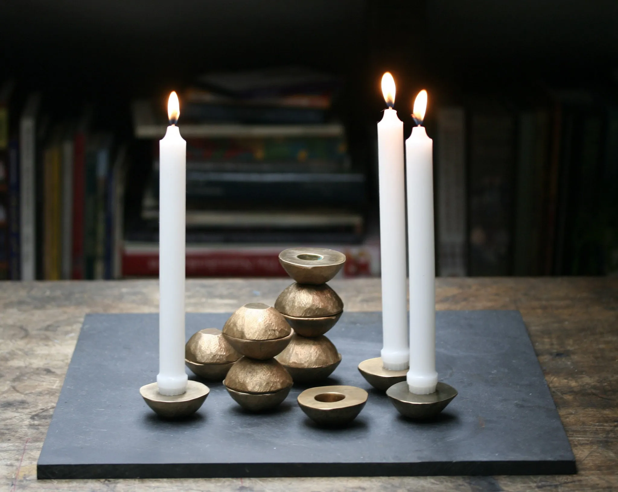 Meteor Candlestick Holder, Bronze - One Set of Two