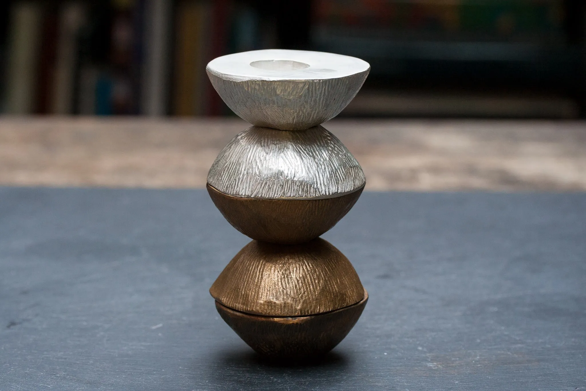 Meteor Candlestick Holder, Bronze - One Set of Two