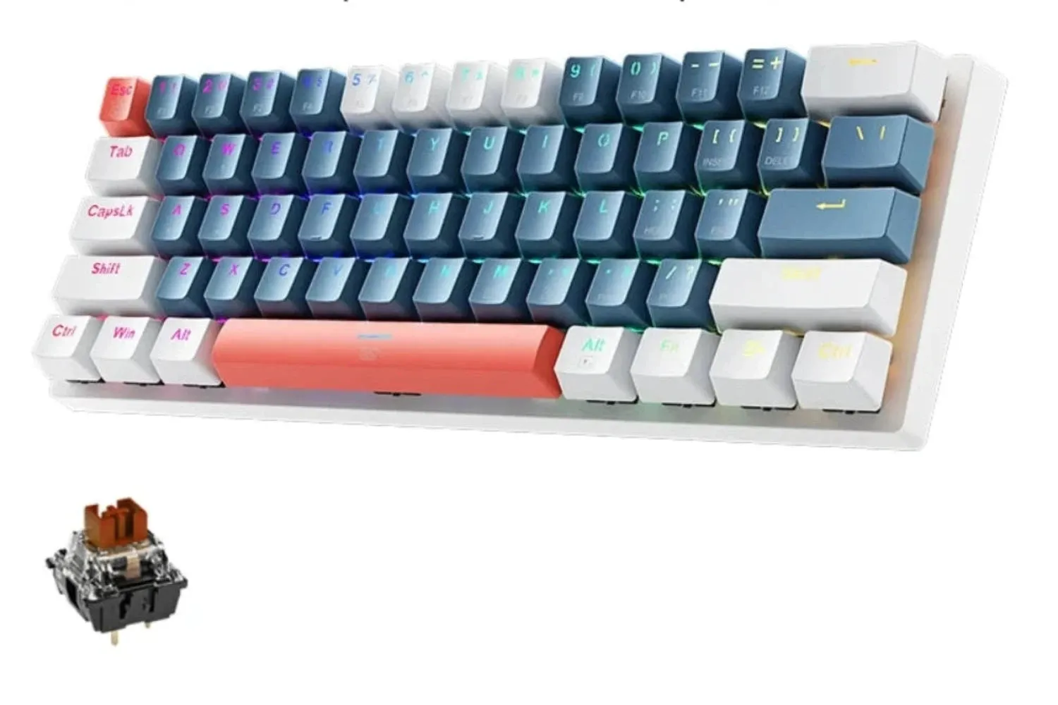 Mini Gaming Mechanical Keyboard 60% Form Hot-Swappable RGB Backlit