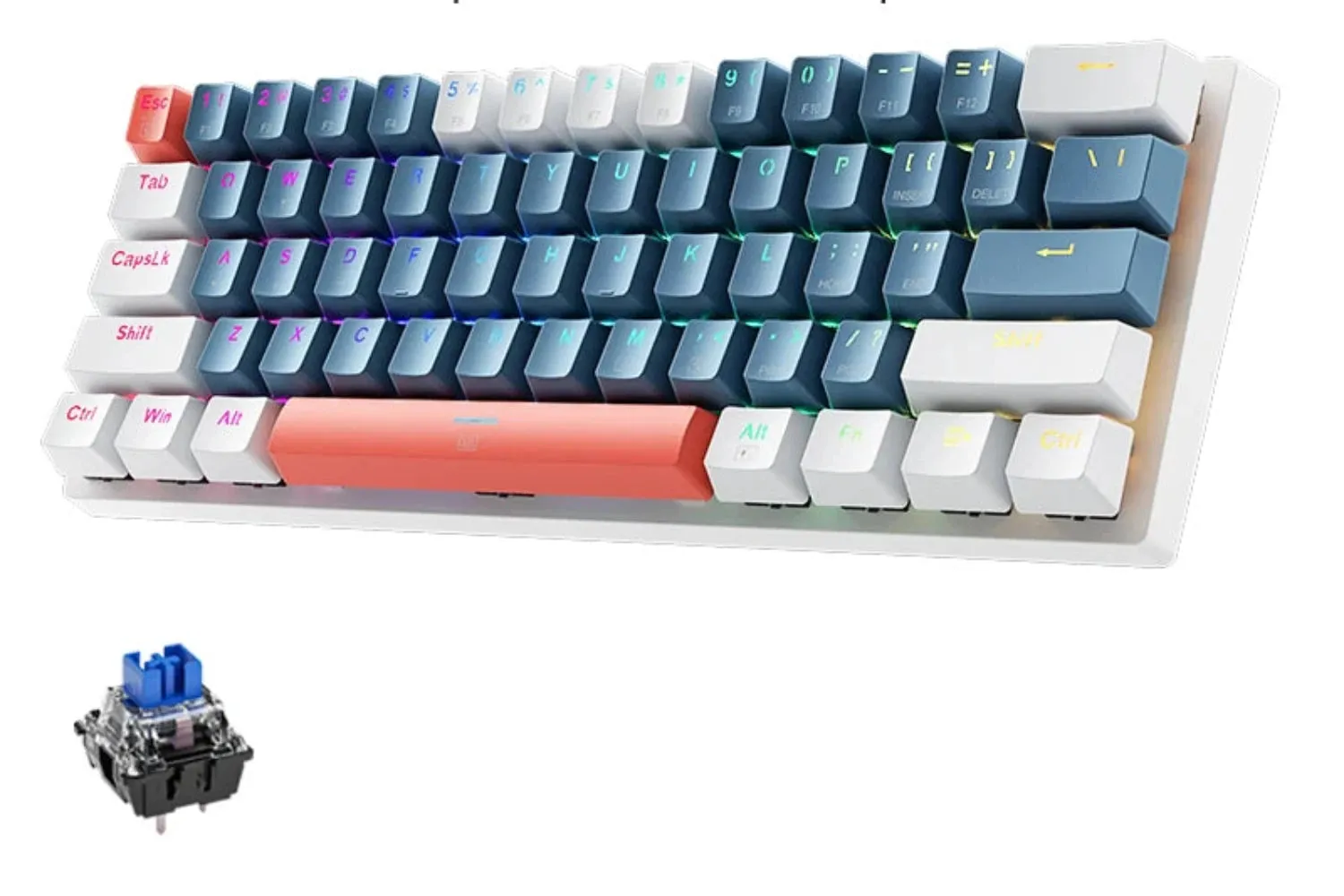 Mini Gaming Mechanical Keyboard 60% Form Hot-Swappable RGB Backlit
