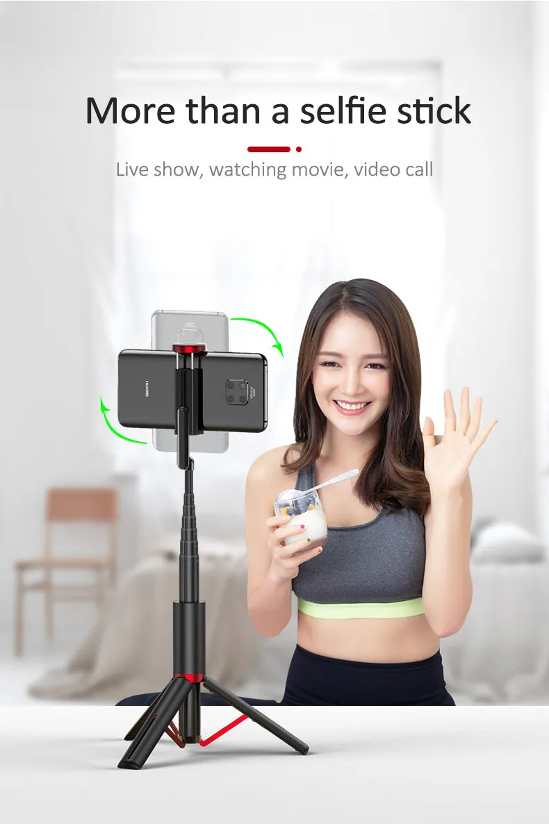 Mini Portable Wireless Selfie Stick Bluetooth Tripod Lightweight 15KG for Smart Phone IOS Version Pink