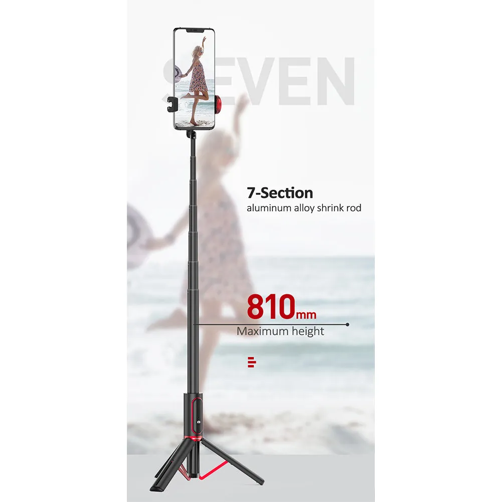 Mini Portable Wireless Selfie Stick Bluetooth Tripod Lightweight 15KG for Smart Phone IOS Version Pink