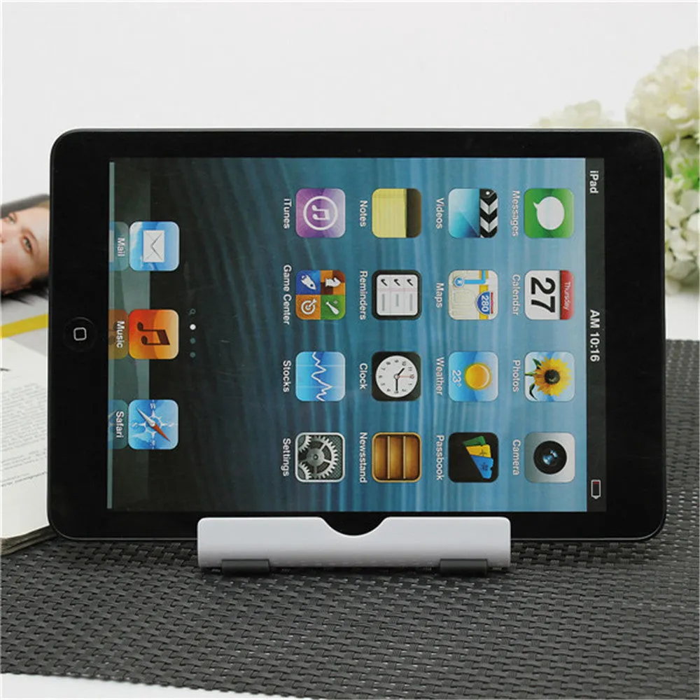 Mobile Phone Tablet Stand Holder Support Portable Adjust Universal Plastic Stand - White