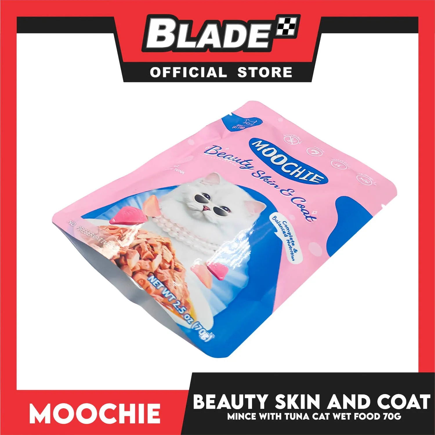 Moochie Beauty Skin and Coat Adult Cat Wet Food (Mince with Tuna) 70g
