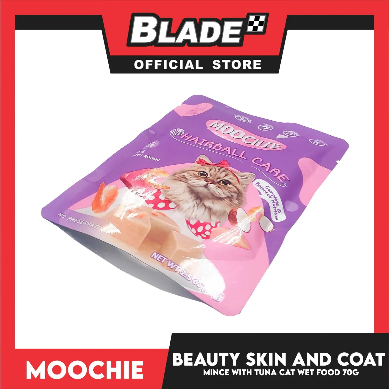 Moochie Hairball Care Adult Cat Wet Food (Pate with Prawn) 70g