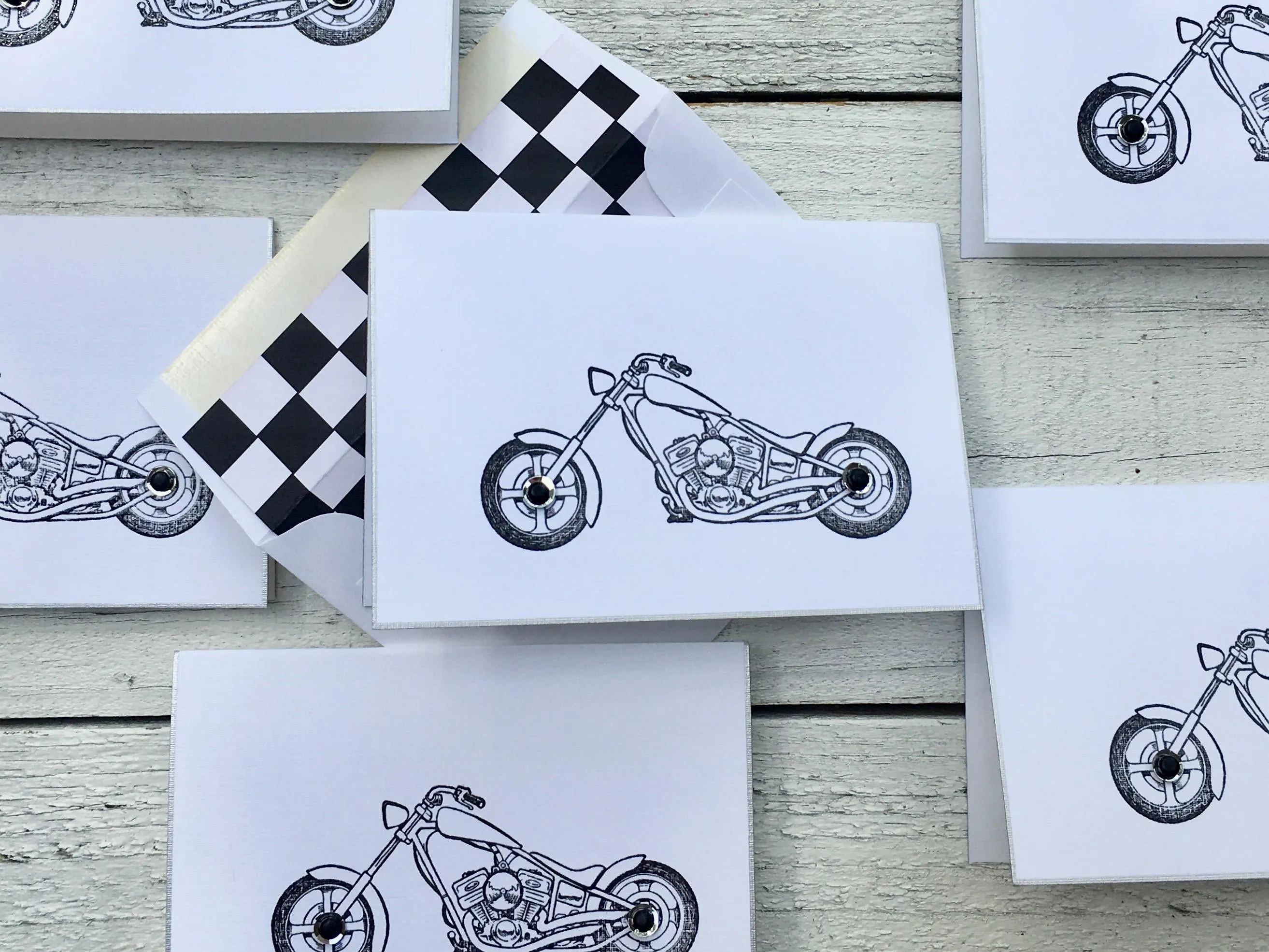 Motorcycle Folded Note Cards, Biker Note Cards, Motorcycle Stationery, Personalized Stationery, Thank You Cards, Harley Stationery, Set of 8