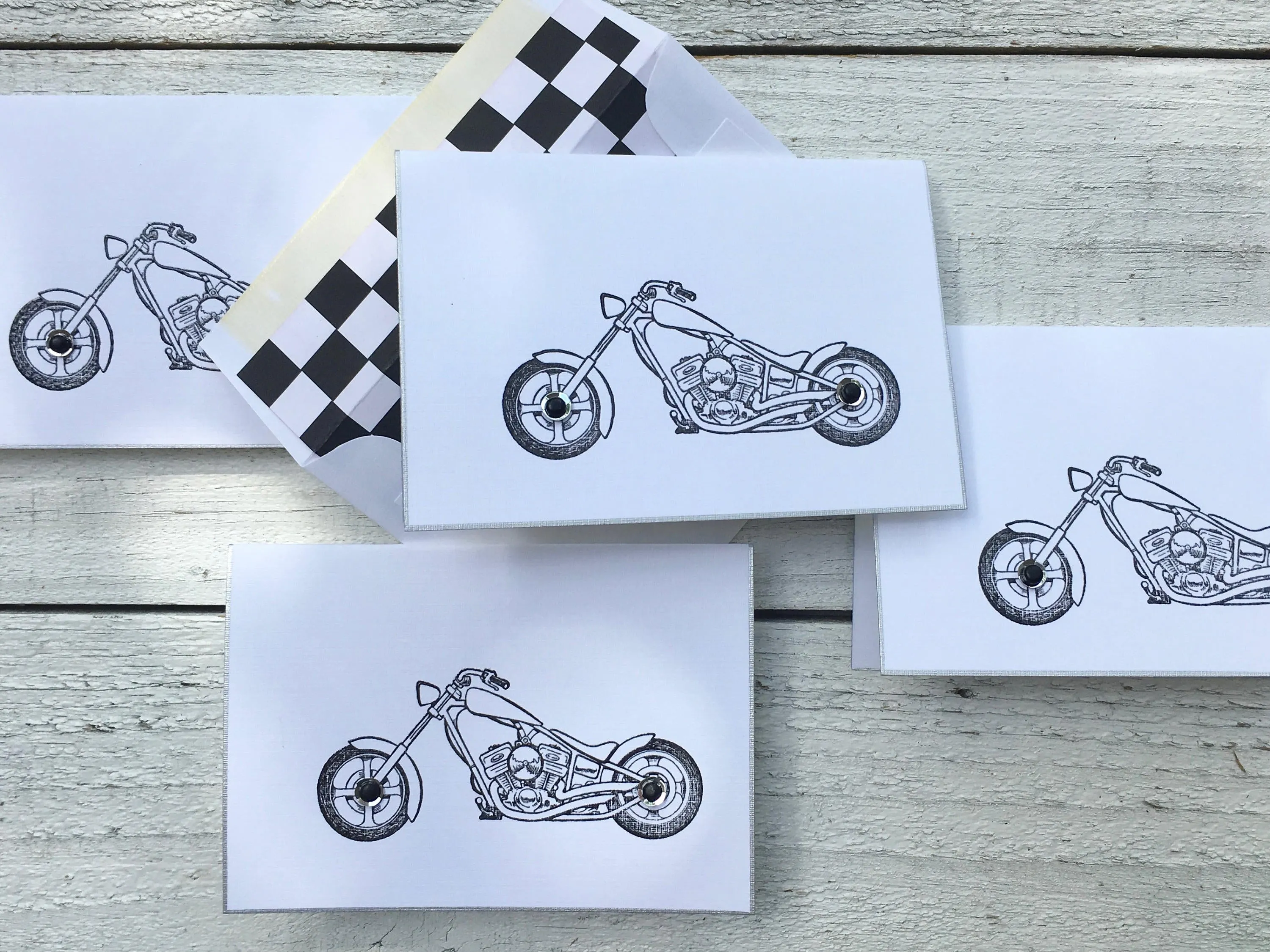 Motorcycle Folded Note Cards, Biker Note Cards, Motorcycle Stationery, Personalized Stationery, Thank You Cards, Harley Stationery, Set of 8