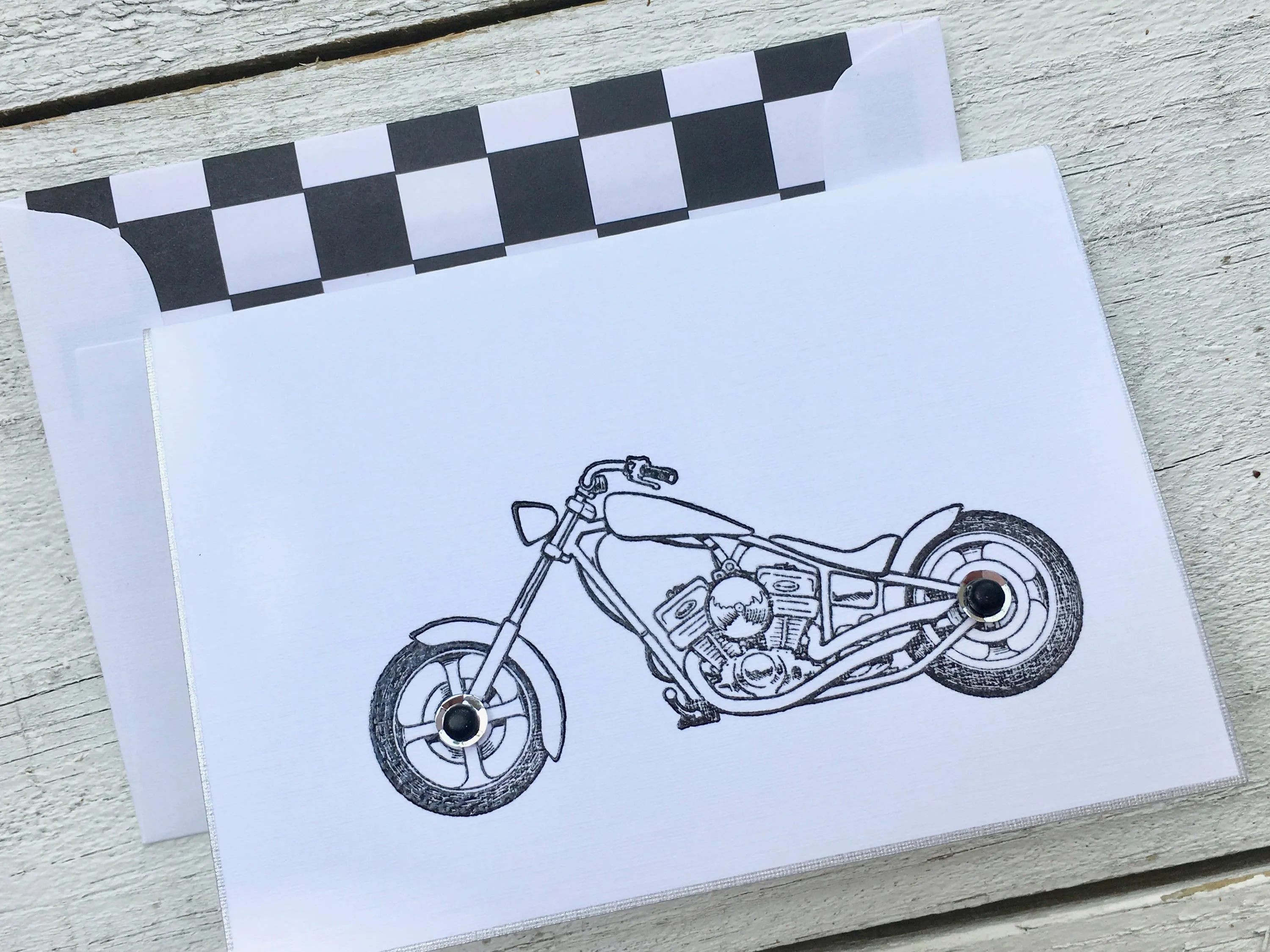 Motorcycle Folded Note Cards, Biker Note Cards, Motorcycle Stationery, Personalized Stationery, Thank You Cards, Harley Stationery, Set of 8
