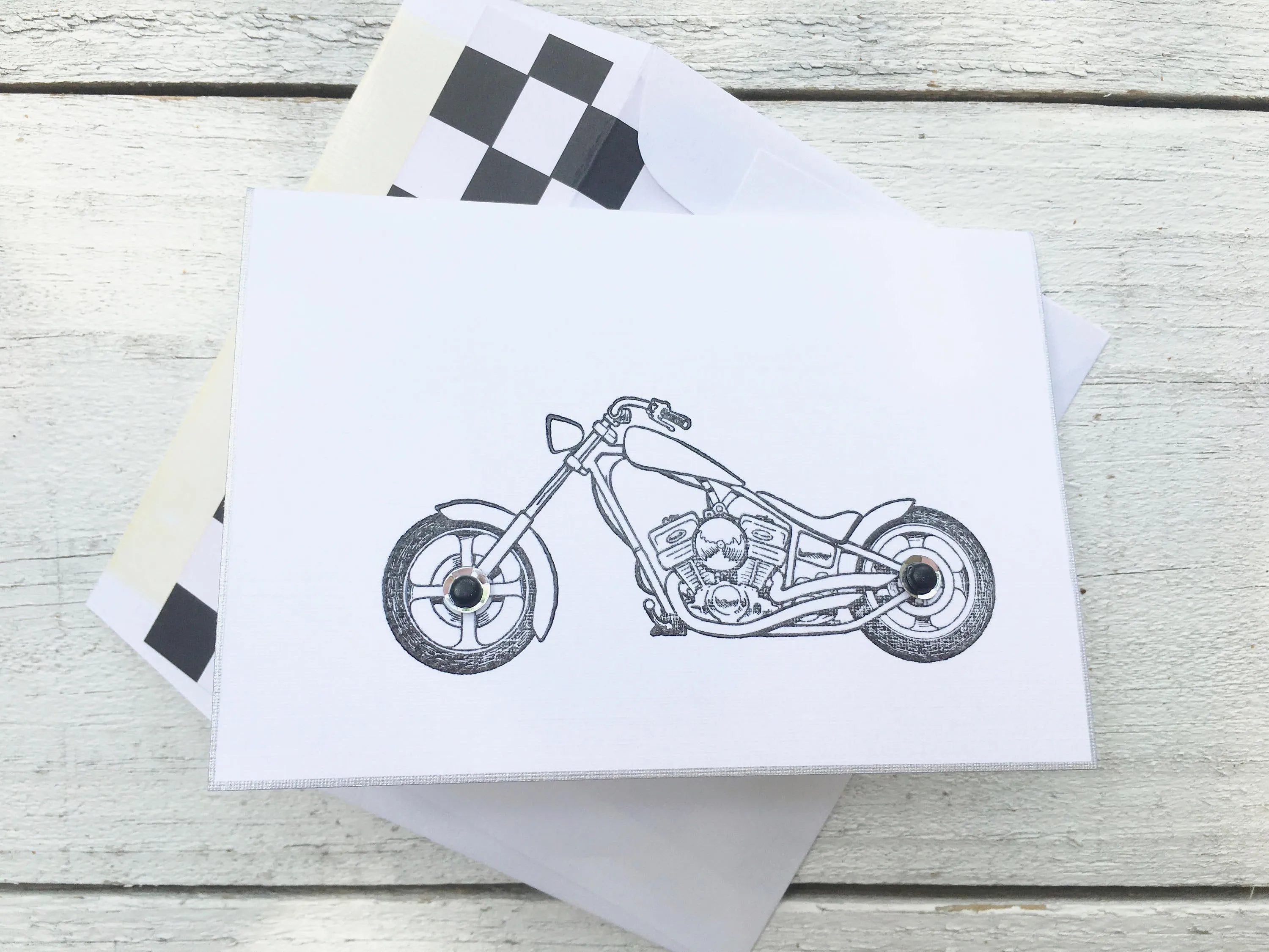 Motorcycle Folded Note Cards, Biker Note Cards, Motorcycle Stationery, Personalized Stationery, Thank You Cards, Harley Stationery, Set of 8