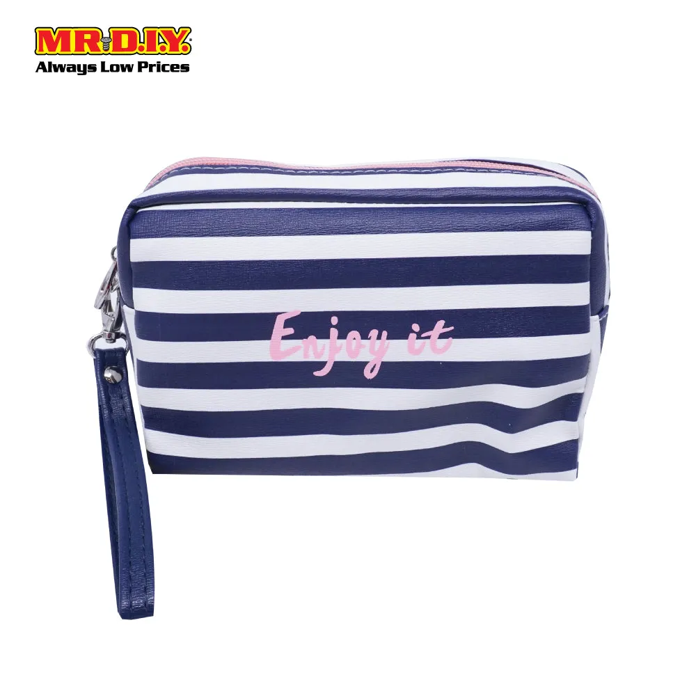 (MR.DIY) WUHUA Zipper Geometric Design PU Leather Cosmetic Pouch Bag