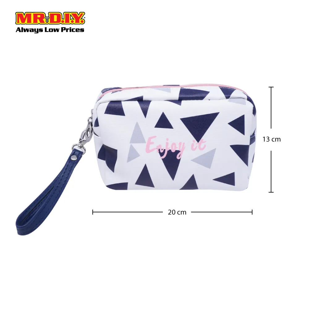 (MR.DIY) WUHUA Zipper Geometric Design PU Leather Cosmetic Pouch Bag