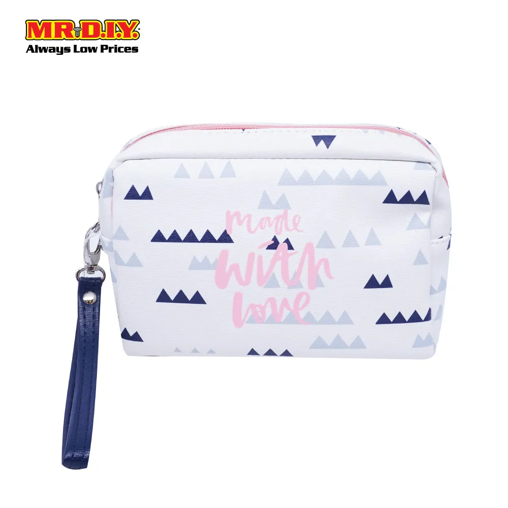 (MR.DIY) WUHUA Zipper Geometric Design PU Leather Cosmetic Pouch Bag