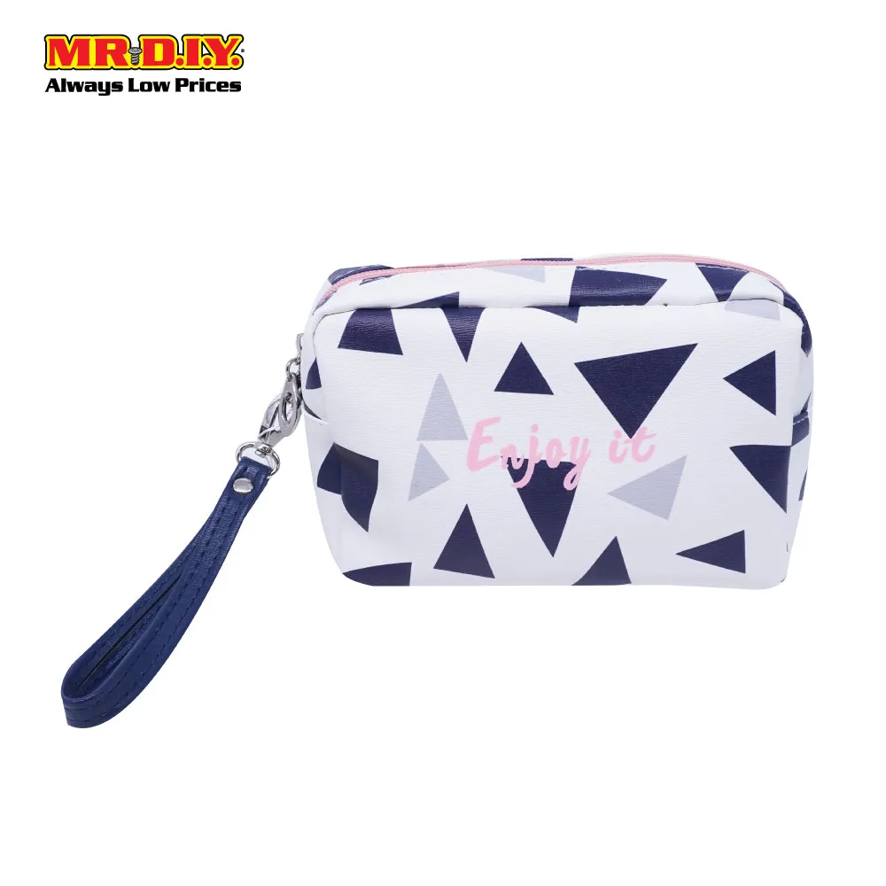 (MR.DIY) WUHUA Zipper Geometric Design PU Leather Cosmetic Pouch Bag