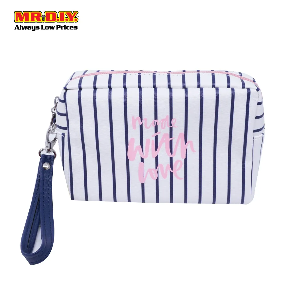 (MR.DIY) WUHUA Zipper Geometric Design PU Leather Cosmetic Pouch Bag