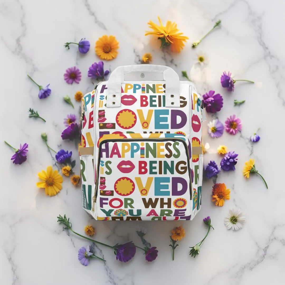 Multifunctional Diaper Backpack - Happiness is being Loved for Who You Are