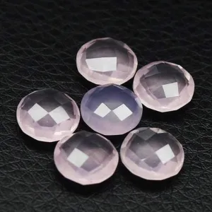Natural Pink Chalcedony Faceted Coin Beads 10mm 4pc