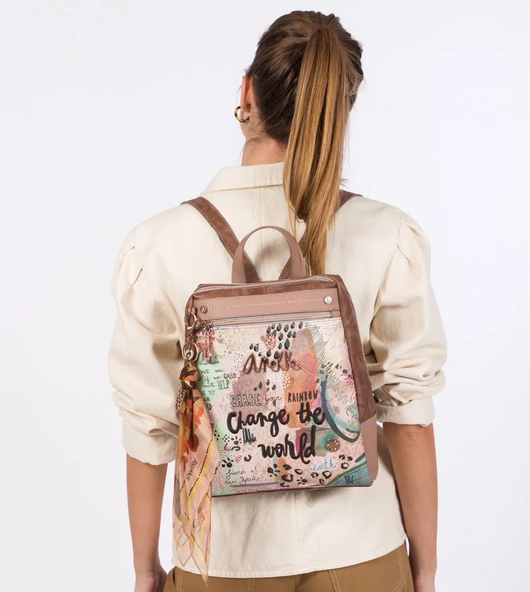 Natural printed rucksack