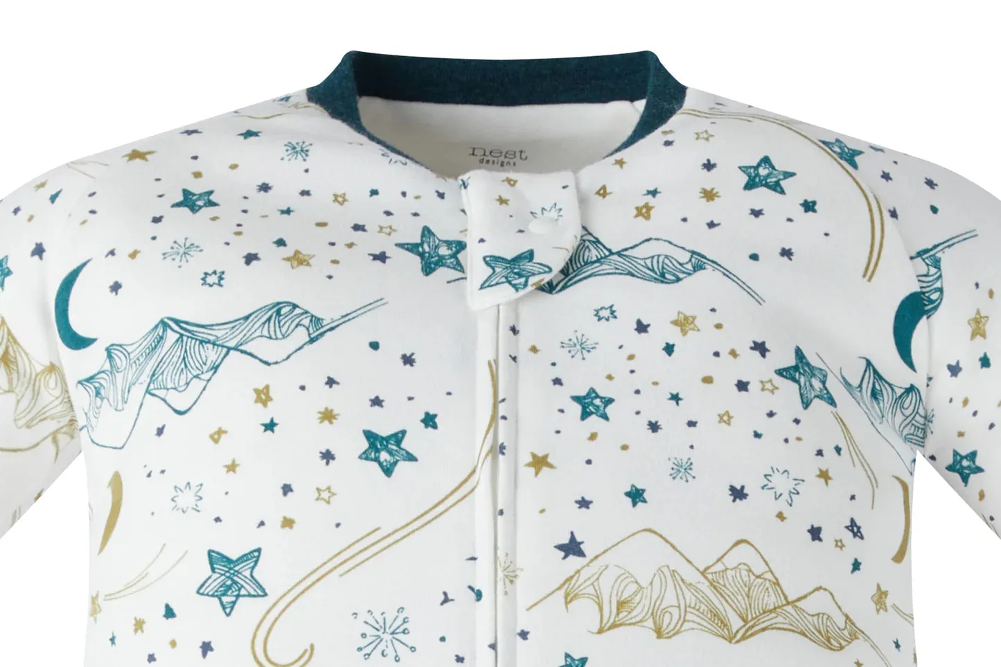 Nest Designs Long Sleeve Footed Sleep Bag 1.0 TOG - Stars White