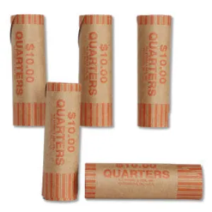 Nested Preformed Coin Wrappers, Quarter, Orange (1000 Per Box)