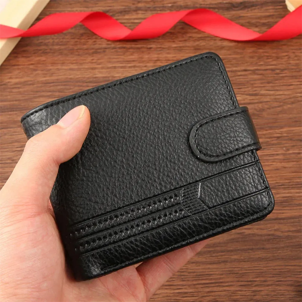 New Men Short Bifold PU Leather Male Hasp Wallet Credit ID Card Holder Men's Wallet Billfold Purse Clutch