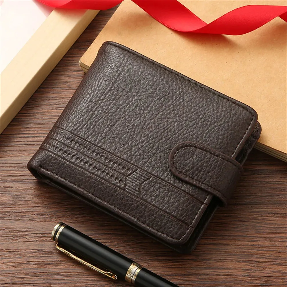 New Men Short Bifold PU Leather Male Hasp Wallet Credit ID Card Holder Men's Wallet Billfold Purse Clutch