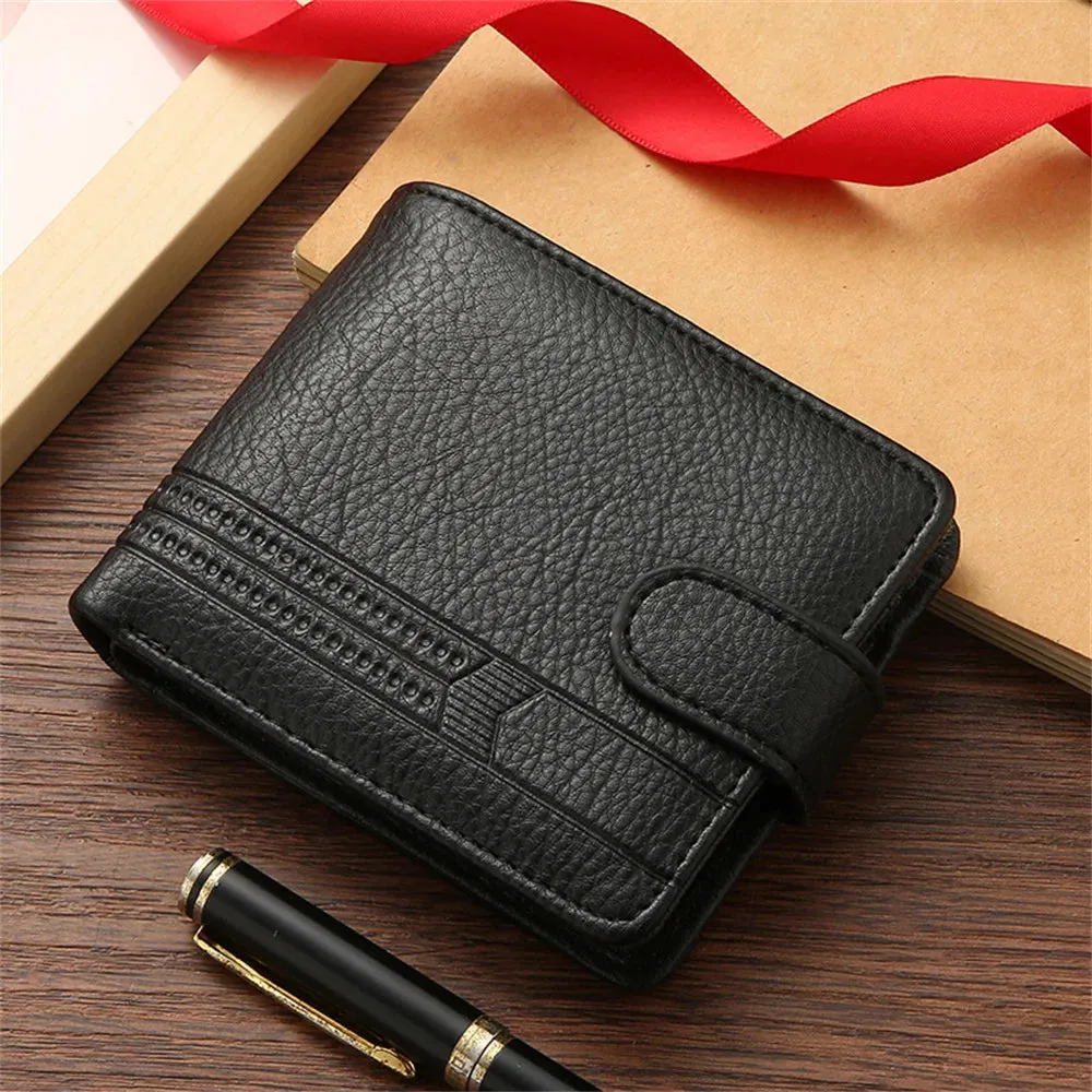 New Men Short Bifold PU Leather Male Hasp Wallet Credit ID Card Holder Men's Wallet Billfold Purse Clutch