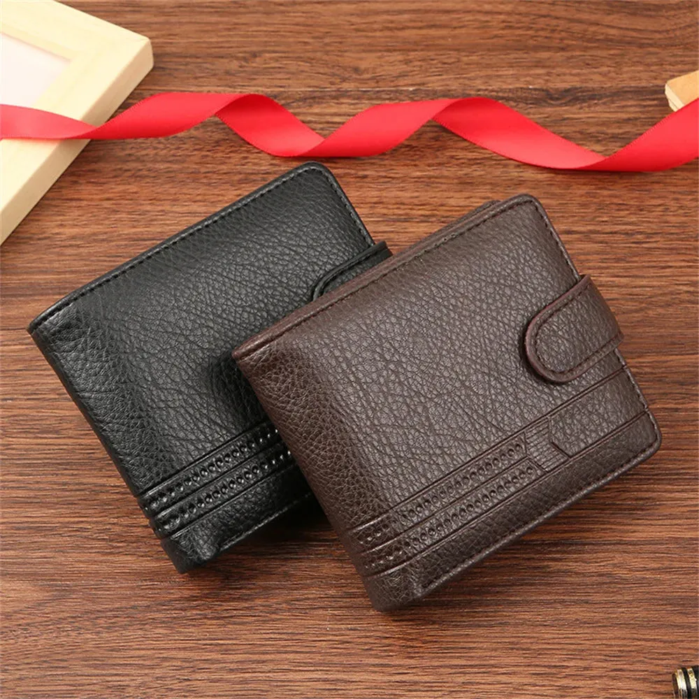 New Men Short Bifold PU Leather Male Hasp Wallet Credit ID Card Holder Men's Wallet Billfold Purse Clutch