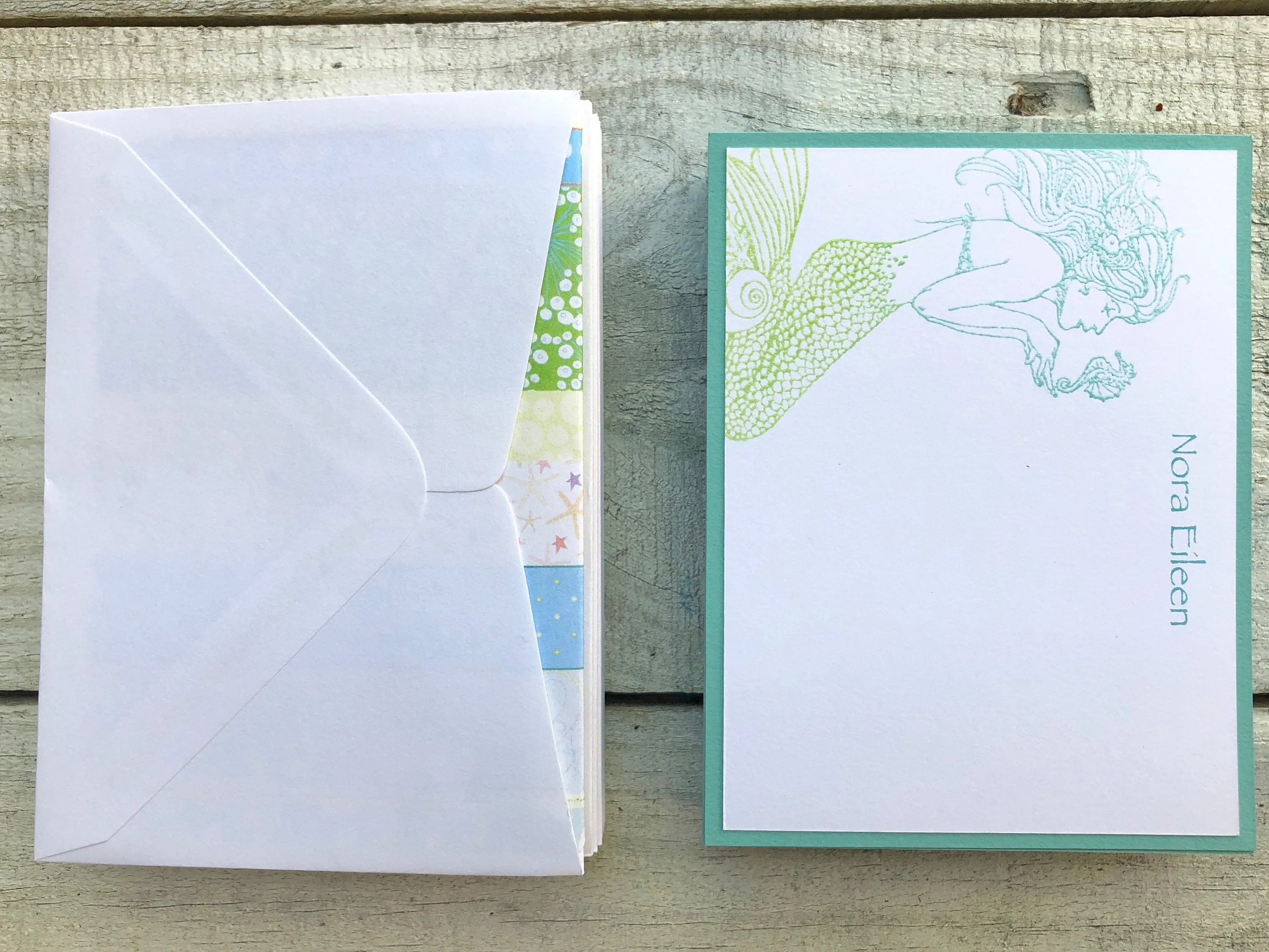 Note Cards, Mermaid Stationery, Mermaid Note Cards, Beach Note Cards, Nautical Stationery, Personalized Note Cards, Set of 8