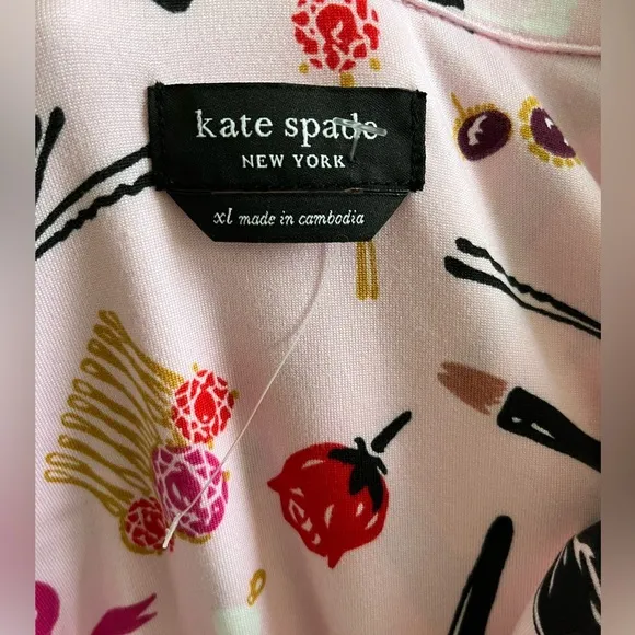 NWT Kate Spade 2 Piece Pajama Set with Cosmetic Design Size XL.