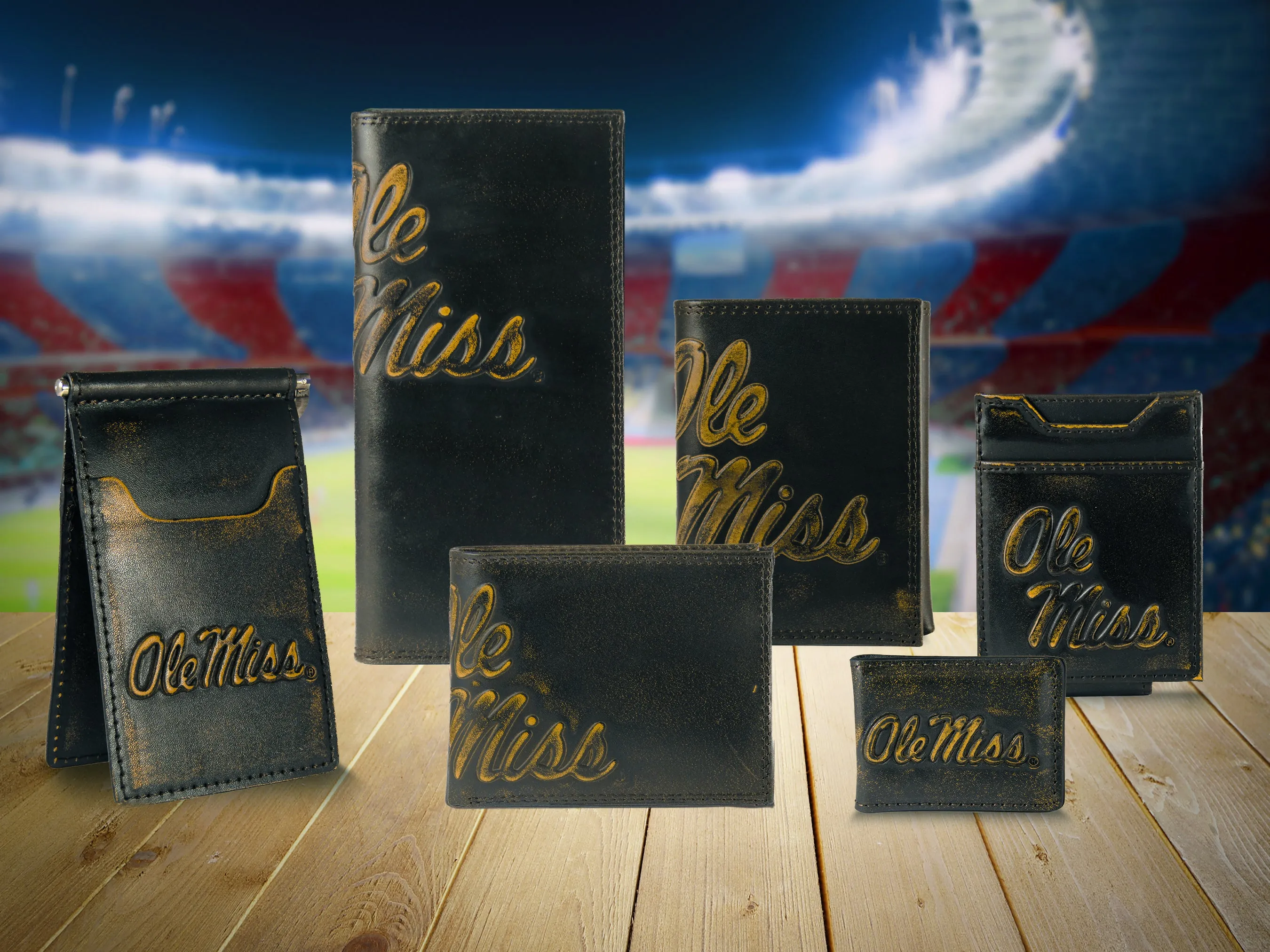 Ole Miss Rebels Burnished Leather Secretary Wallet
