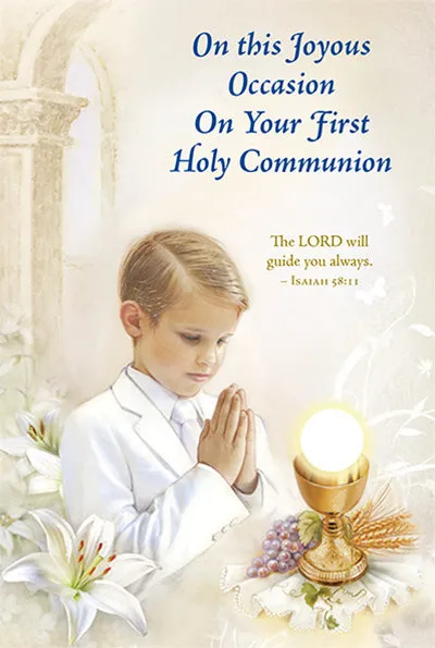 On this Joyous Occasion On your First Holy Communion Greeting Card- Boy