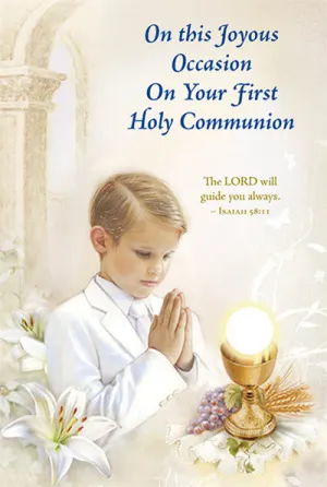 On this Joyous Occasion On your First Holy Communion Greeting Card- Boy