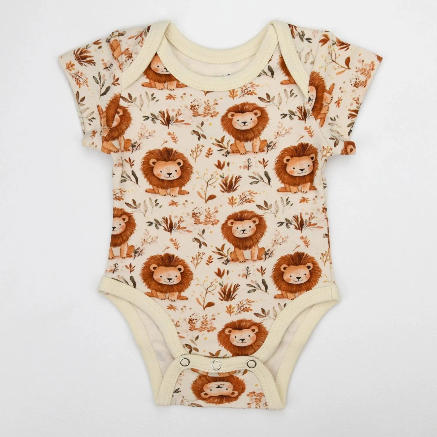 Organic Cotton Short Sleeve Baby Bodysuit - Lion