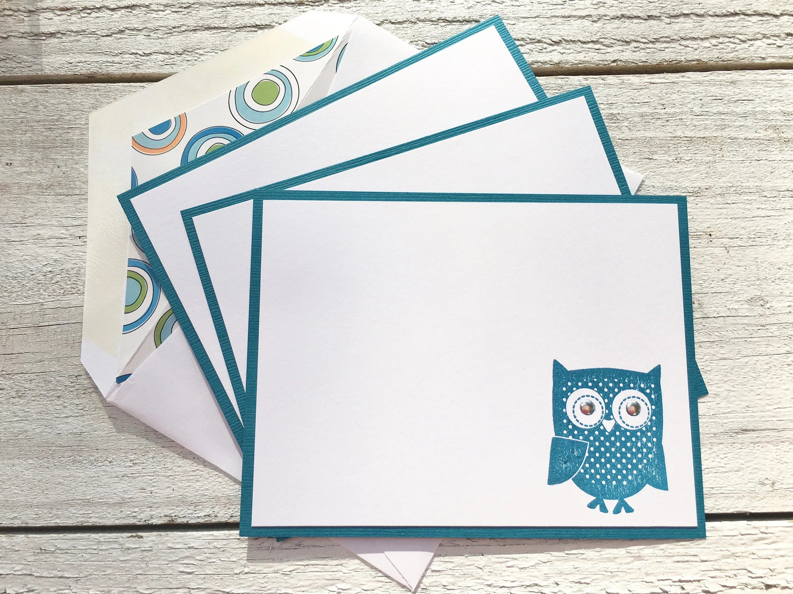 Owl Note Cards, Personalized Note Cards, Flat Note Cards, Thank You Cards, Personalized Stationery, Set of 8