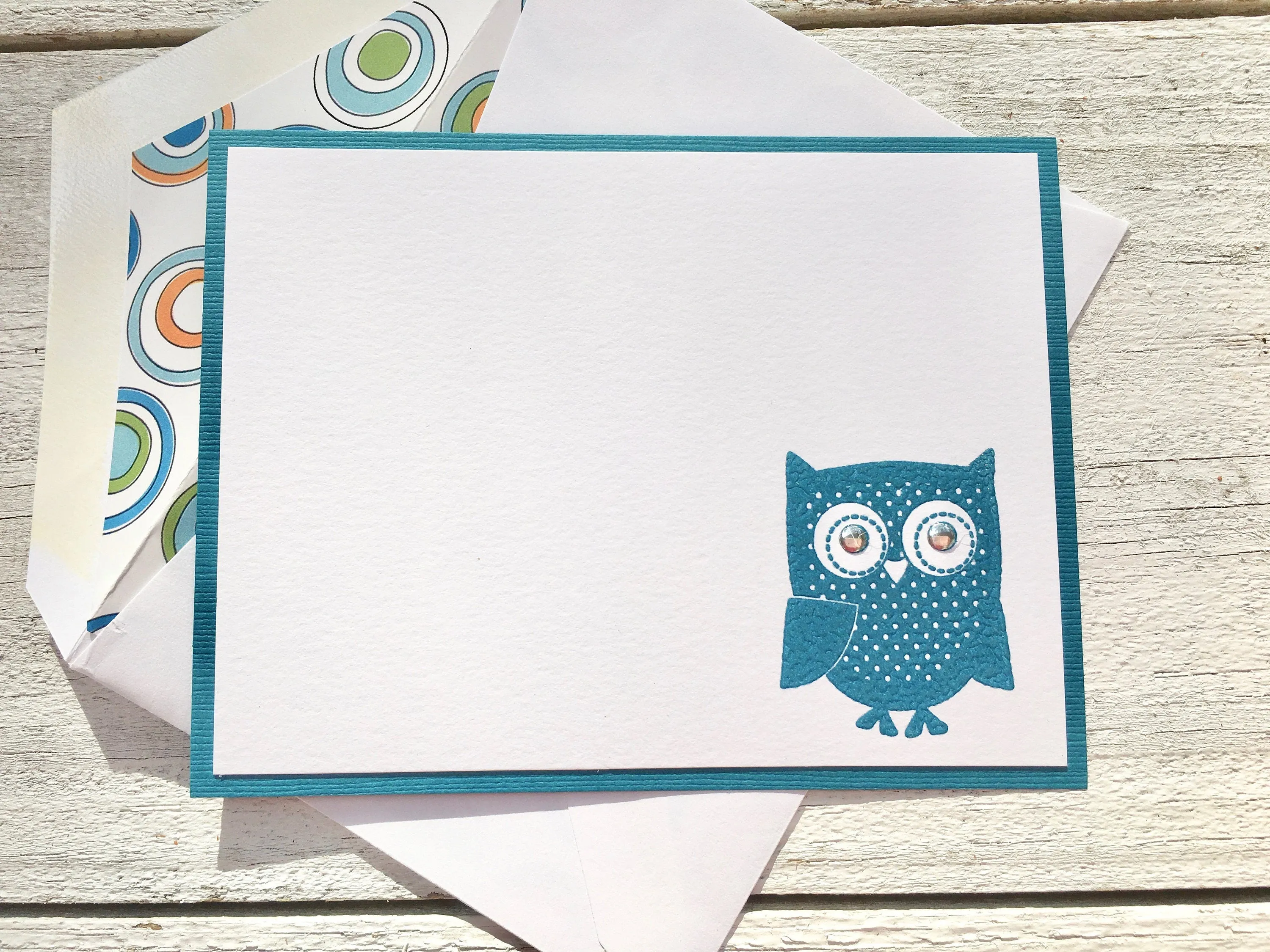 Owl Note Cards, Personalized Note Cards, Flat Note Cards, Thank You Cards, Personalized Stationery, Set of 8