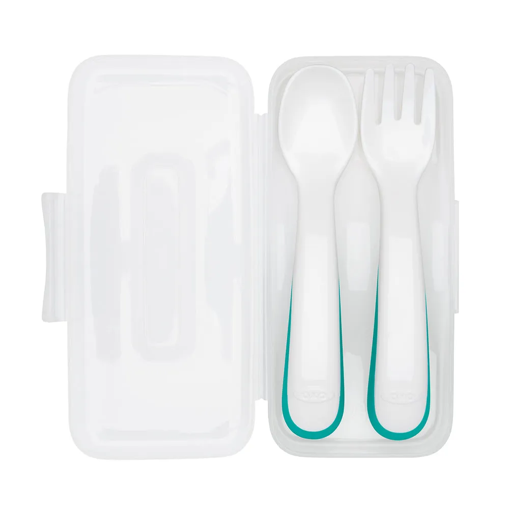 OXO Tot On the Go Plastic Feeding Spoon with Case - Teal