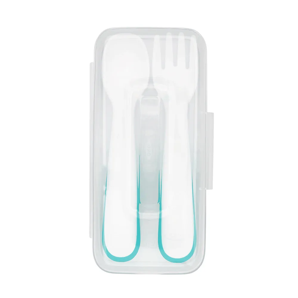 OXO Tot On the Go Plastic Feeding Spoon with Case - Teal