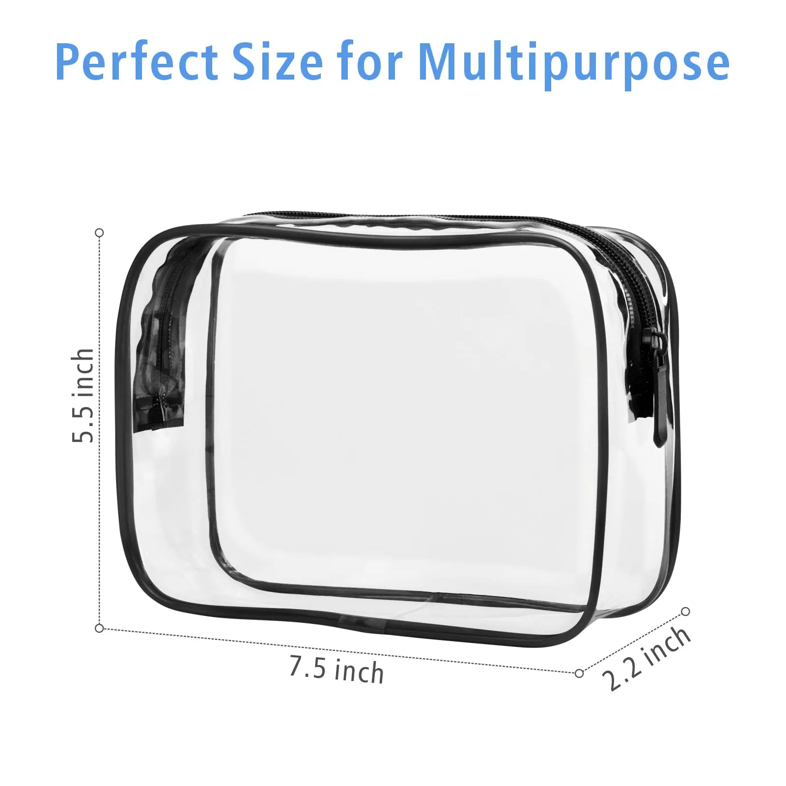 PACKISM Clear Makeup Bags, 4 Pack Quart Size Travel Bag TSA ApprovedTravel for Toiletries, Cosmetic Bags Carry on Clear Toiletry TSA Approved Toiletry, Black