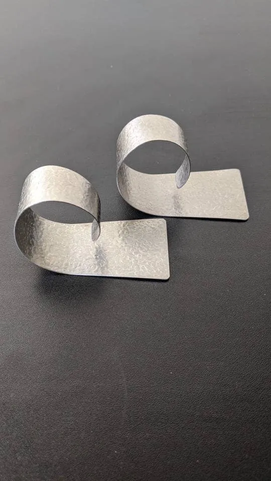 Pair of Vintage Modernist Napkin Rings, Plated Spiral Serviette Holders