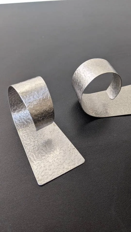 Pair of Vintage Modernist Napkin Rings, Plated Spiral Serviette Holders