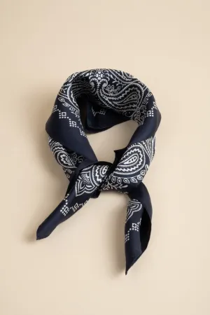 Paisley Silk Scarf - Navy