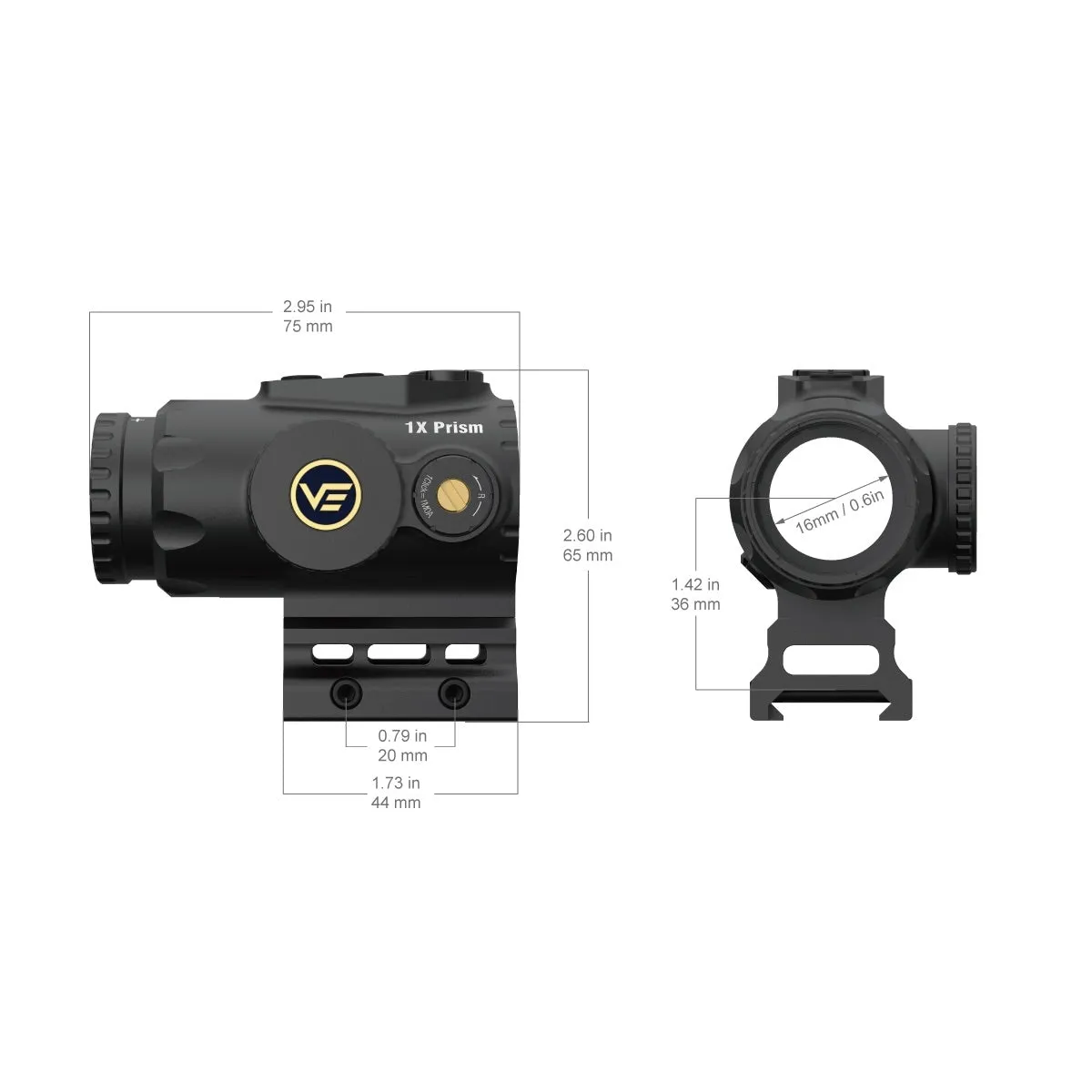PARAGON 1x16 Micro Prism Sight - Black